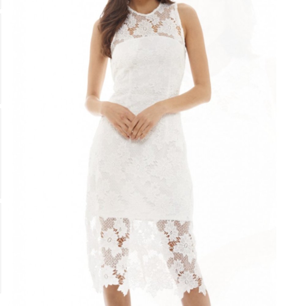 Cream off white lace midi dress